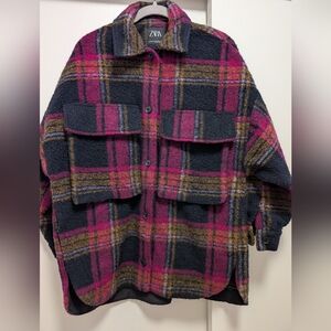 Zara Pink and Black Plaid Shacket
